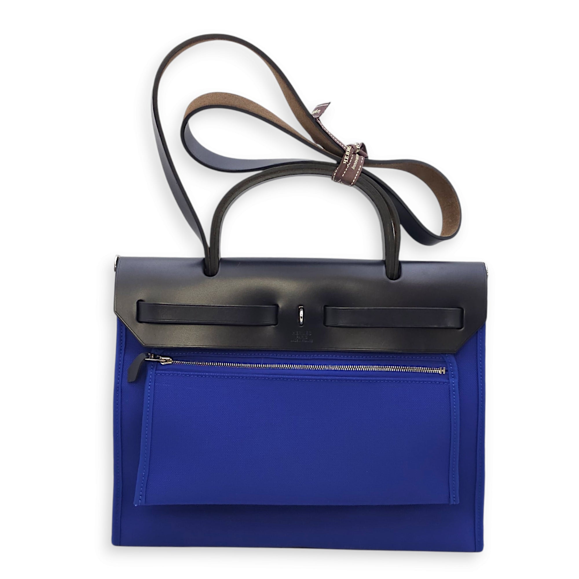 Hermès Herbag 31 Blue Electric in Toile, Palladium hardware Singapore