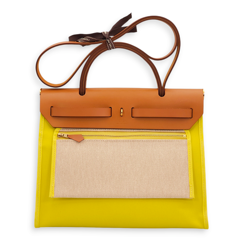 「高評価！」注目のレビュ Hermès Herbag Singapore hardware Gold Toile, in Lime 31 バッグ