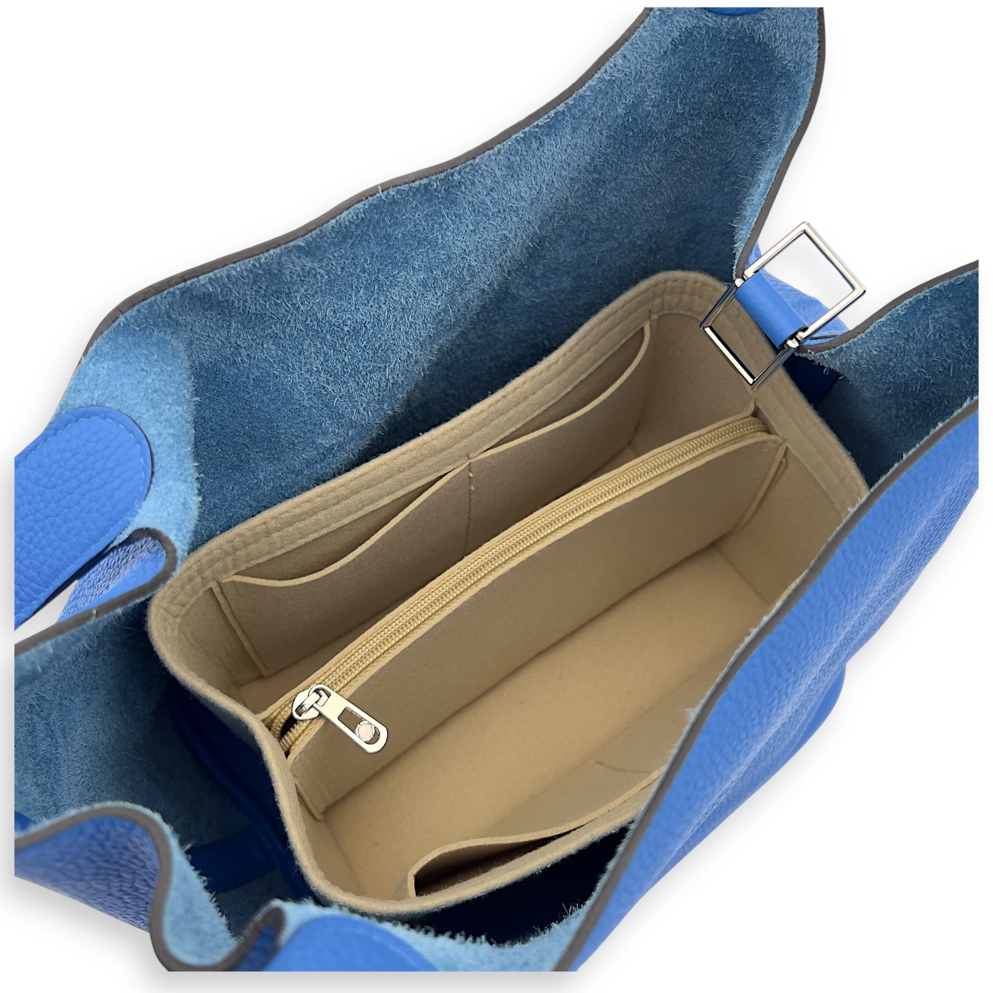 Hermès Picotin 26 Blue Bucket Bag in Clemence, Silver hardware_4