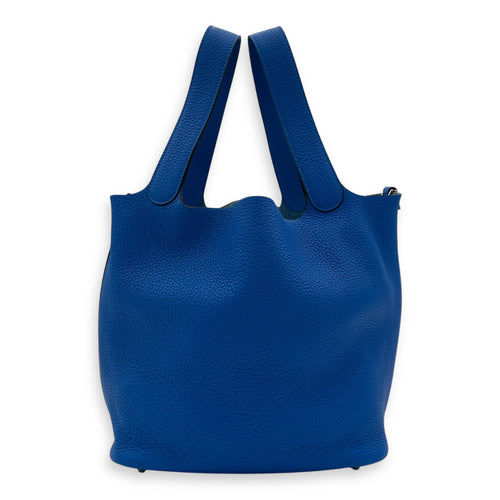 Hermès Picotin 26 Blue Bucket Bag in Clemence, Silver hardware_5