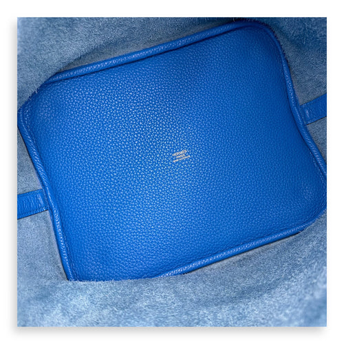 Hermès Picotin 26 Blue Bucket Bag in Clemence, Silver hardware_9