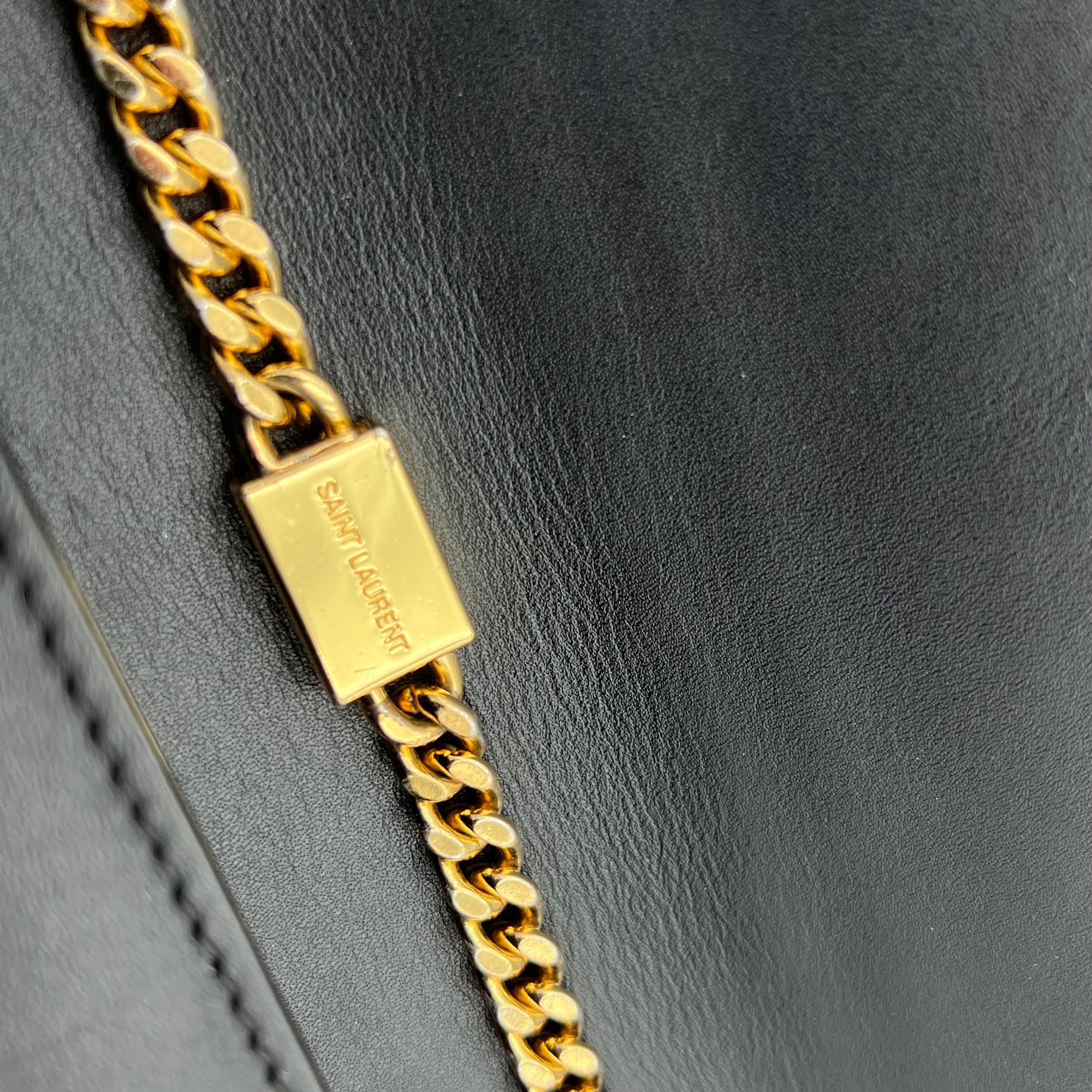 Saint Laurent Kate Crossbody Bag Black in Calfskin, Gold hardware_13