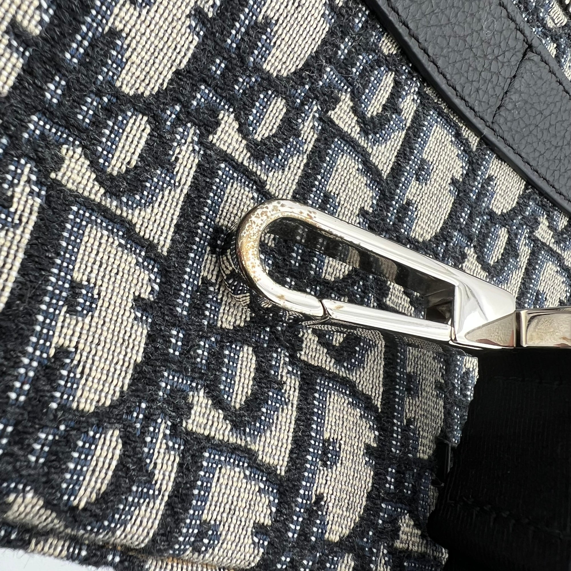 Christian Dior Safari Crossbody Bag Blue in Jacquard, Silver hardware_1