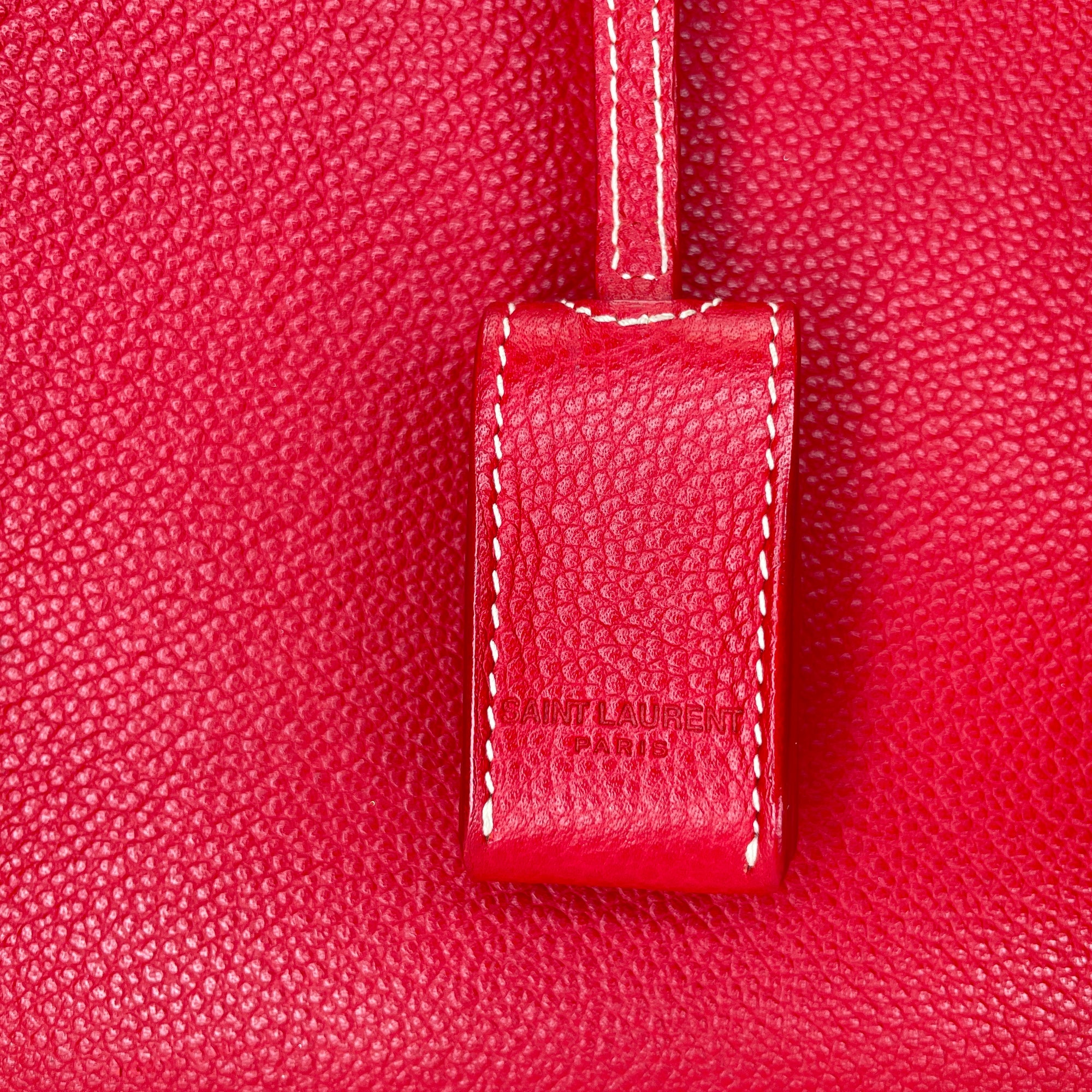 Sac 2 Jours Small Red Top Handle Bag in Calfskin, Silver hardware