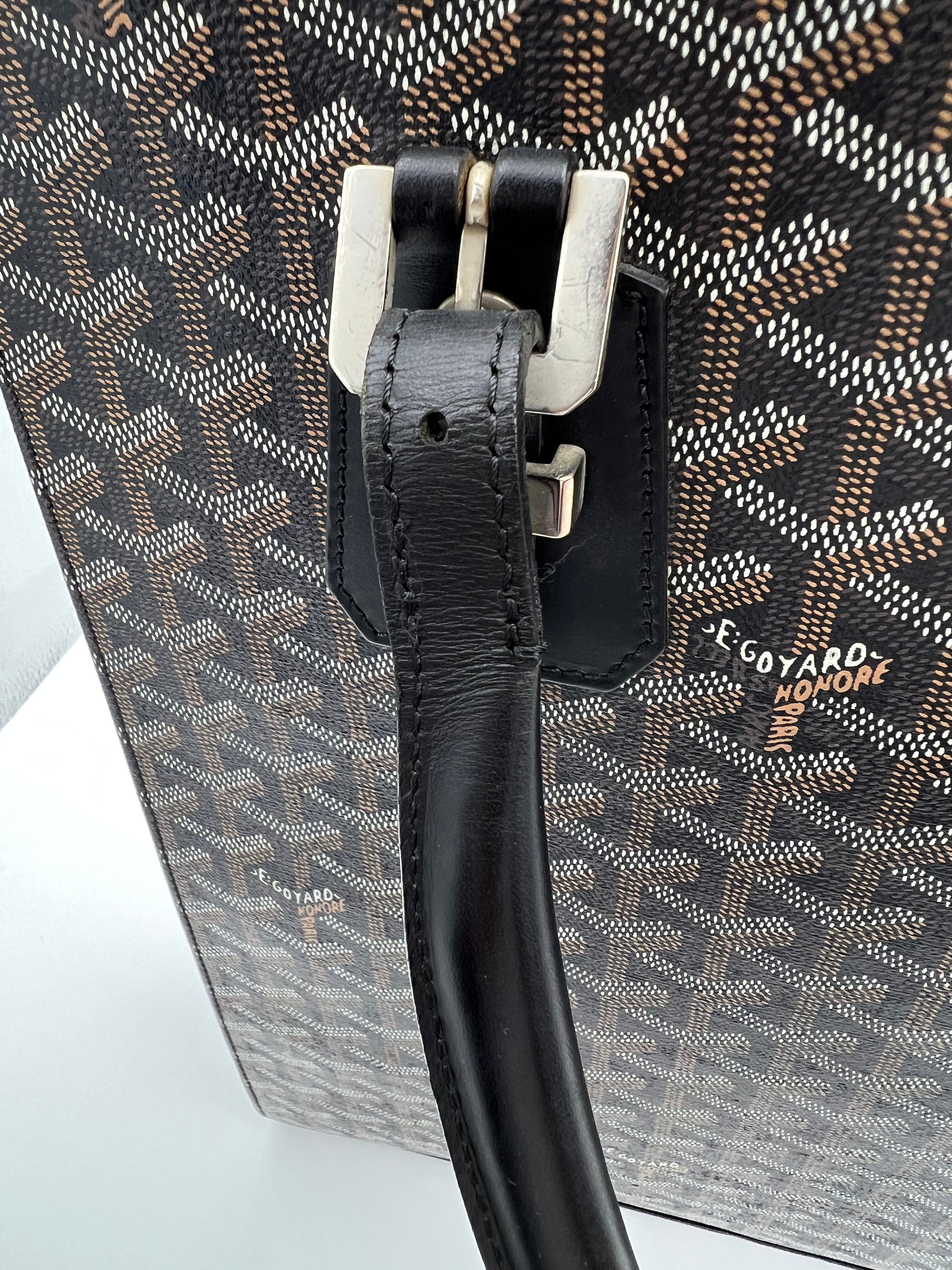 Goyard Comores Tote Bag Black in Coated Canvas, Silver hardware_13