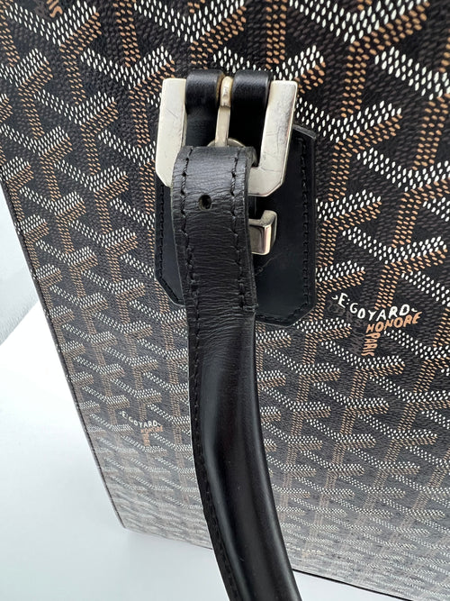 Goyard Comores Tote Bag Black in Coated Canvas, Silver hardware_13