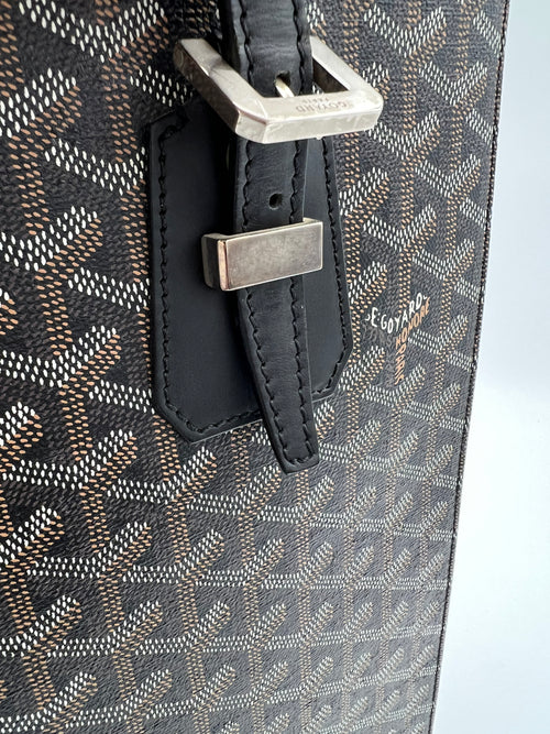 Goyard Comores Tote Bag Black in Coated Canvas, Silver hardware_3