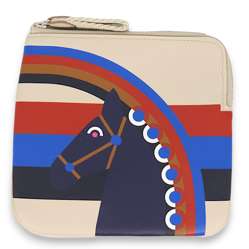 Carre Pocket Beton and Blue Encre Pouch in Swift Palladium hardware