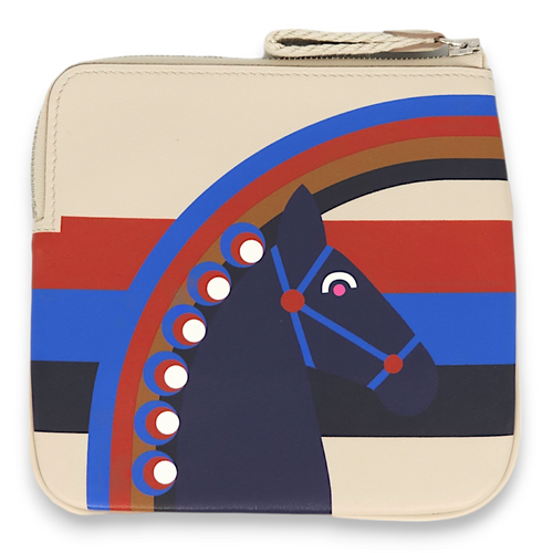 Carre Pocket Beton and Blue Encre Pouch in Swift Palladium hardware