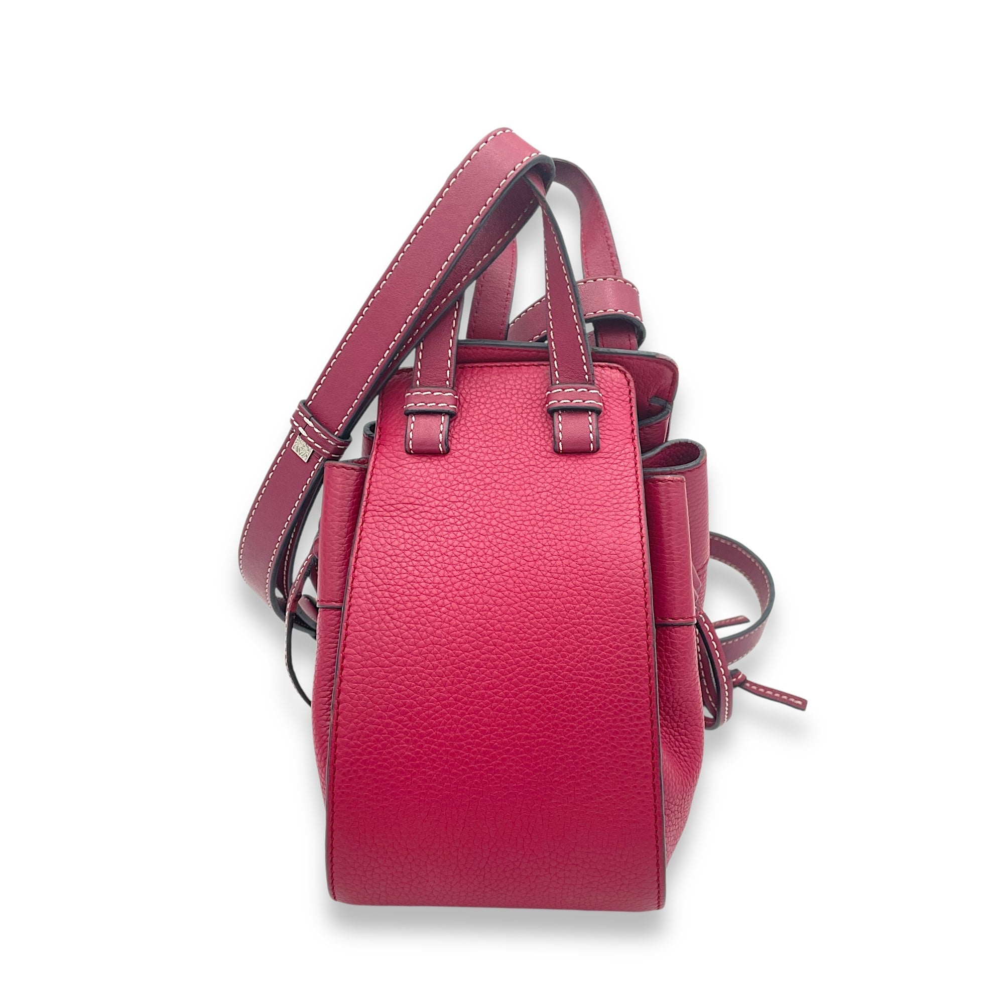 Hammock Mini Red Top Handle Bag in Calfskin, Silver hardware