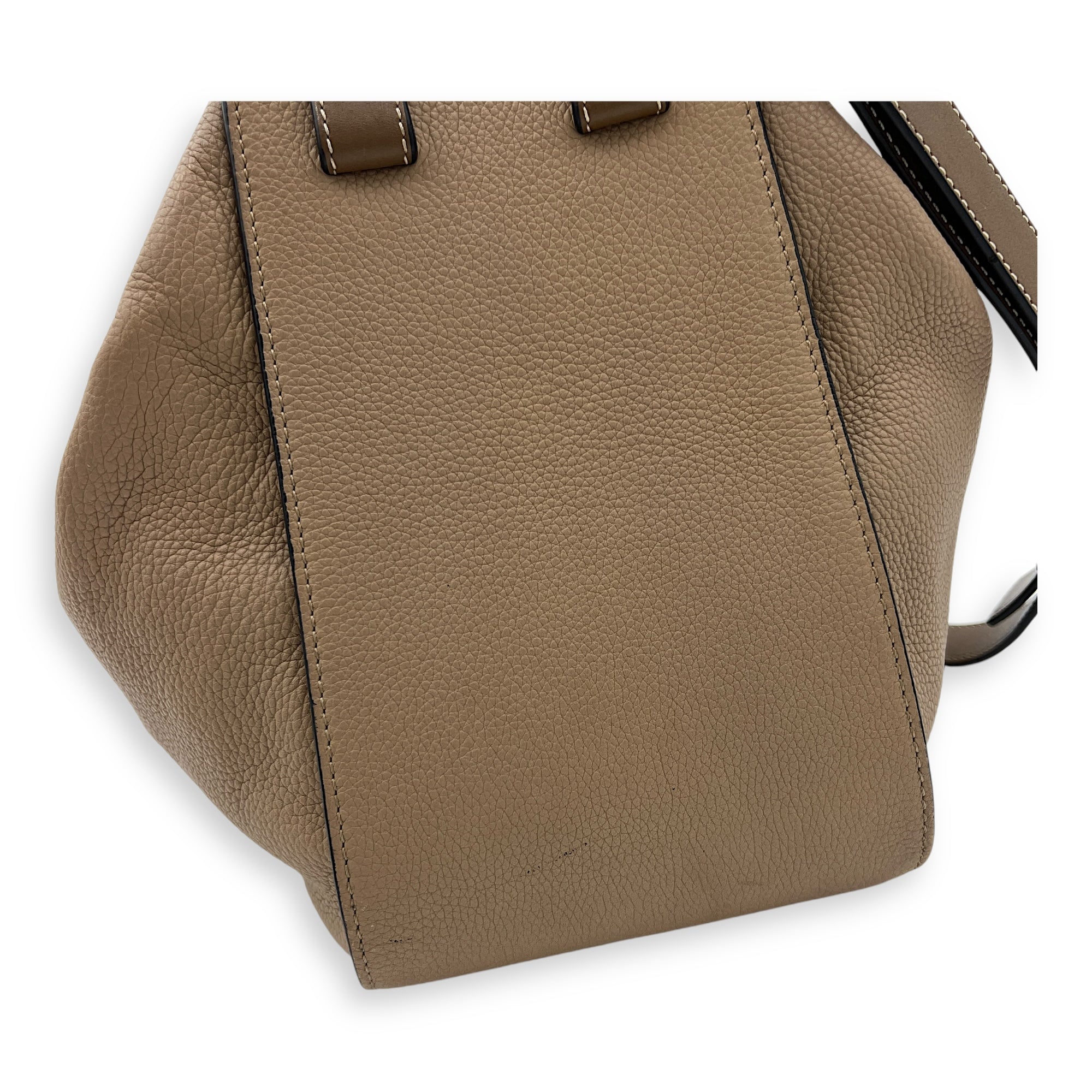Hammock Small Brown Top Handle Bag in Calfskin, Gold hardware