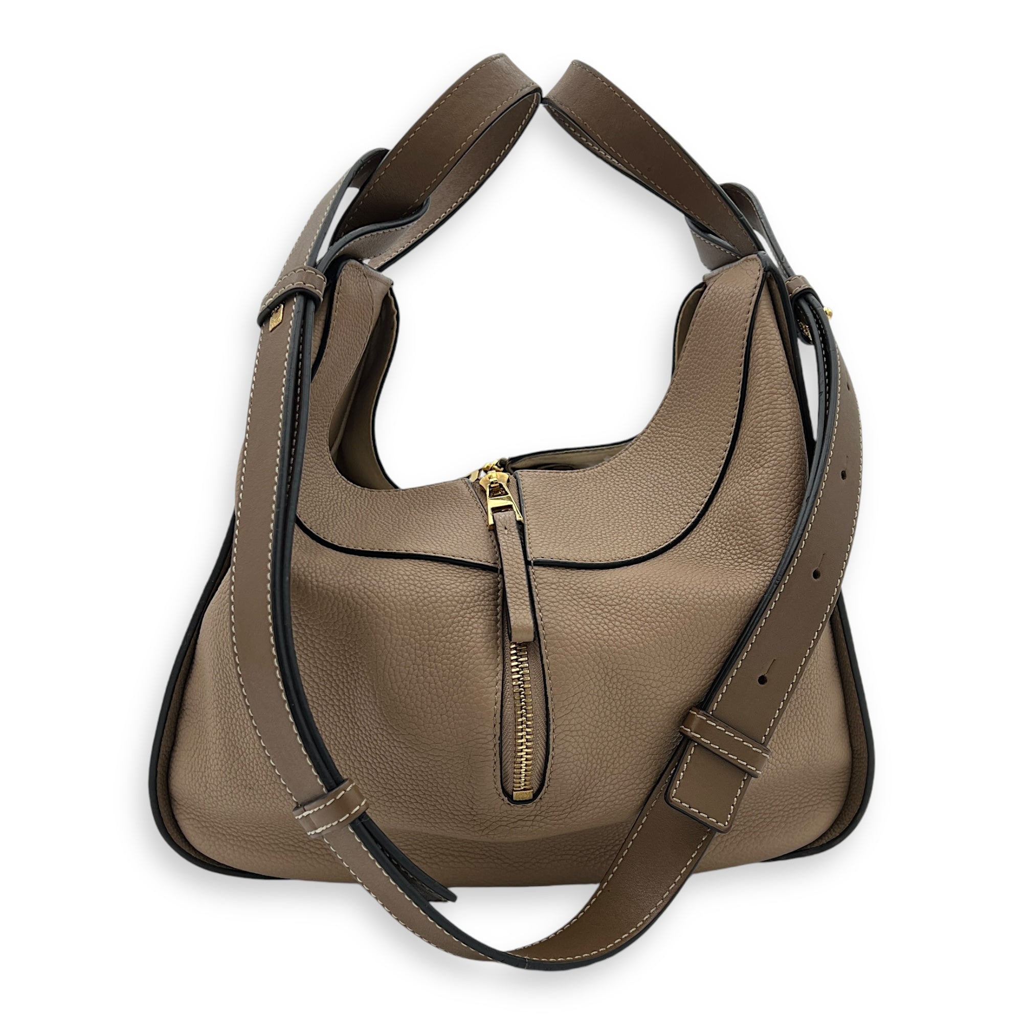 Hammock Small Brown Top Handle Bag in Calfskin, Gold hardware