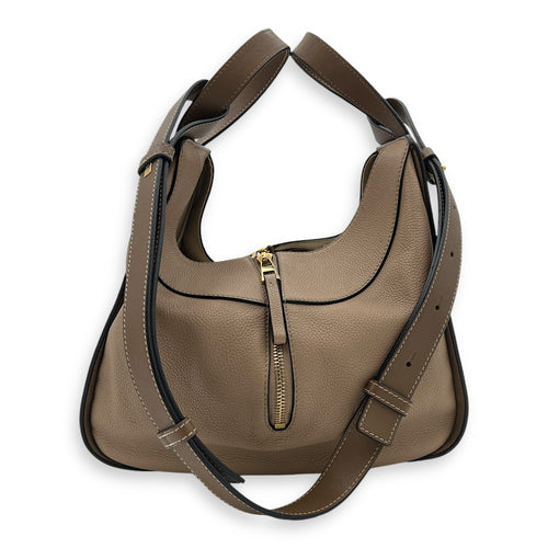 Hammock Small Brown Top Handle Bag in Calfskin, Gold hardware