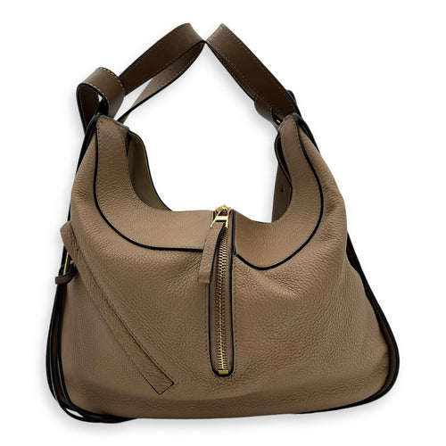 Hammock Small Brown Top Handle Bag in Calfskin, Gold hardware