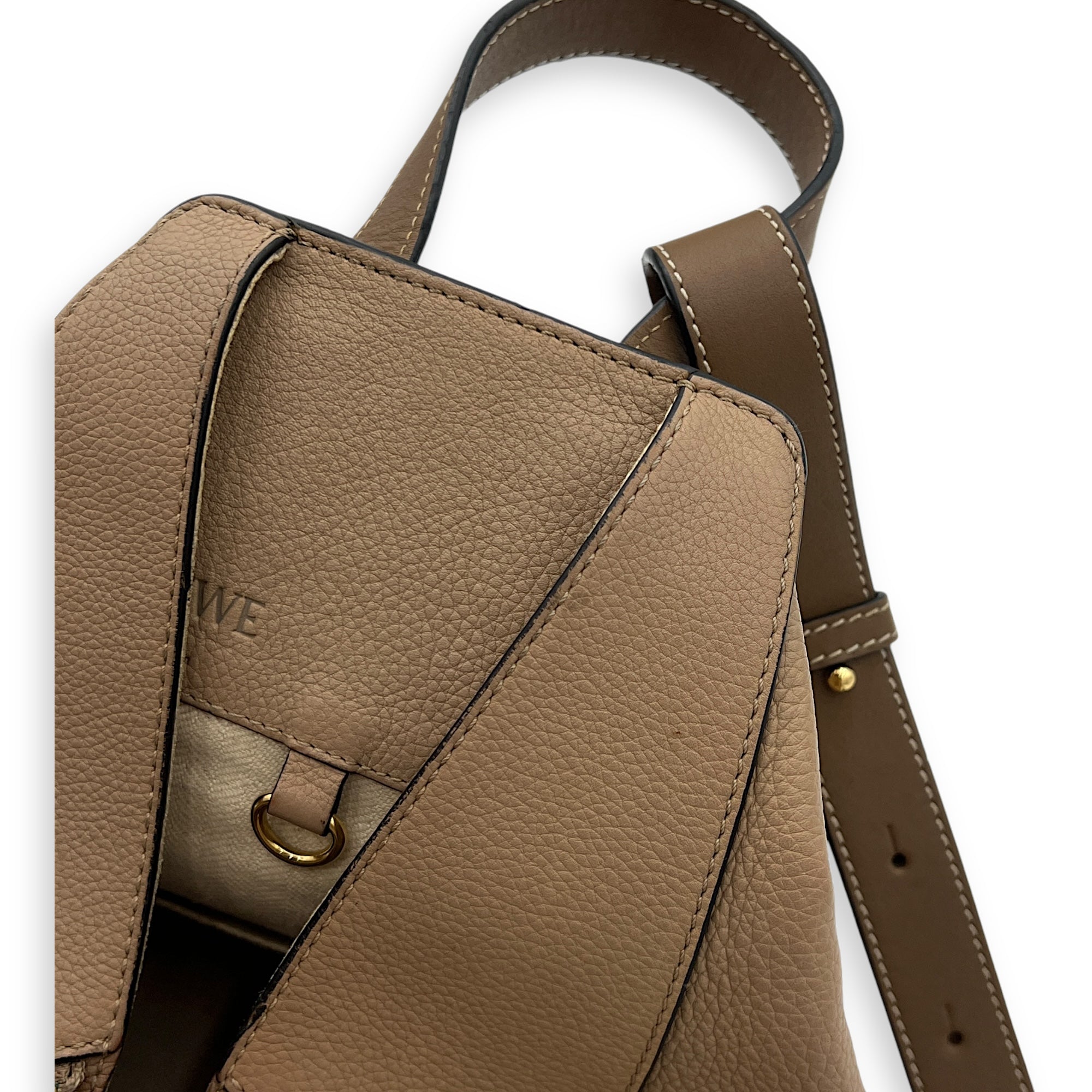 Hammock Small Brown Top Handle Bag in Calfskin, Gold hardware