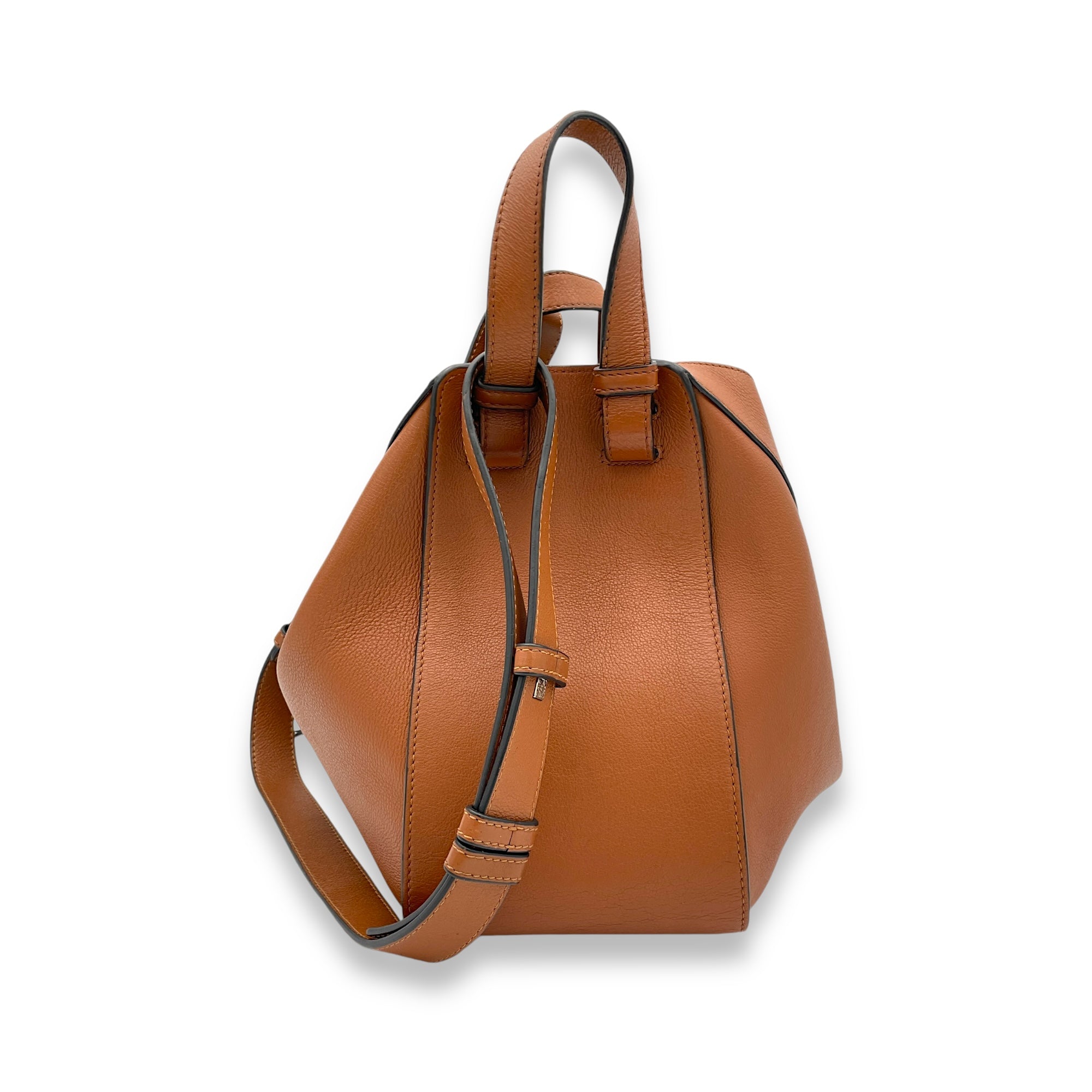 Hammock Small Brown Top Handle Bag in Calfskin, Silver hardware