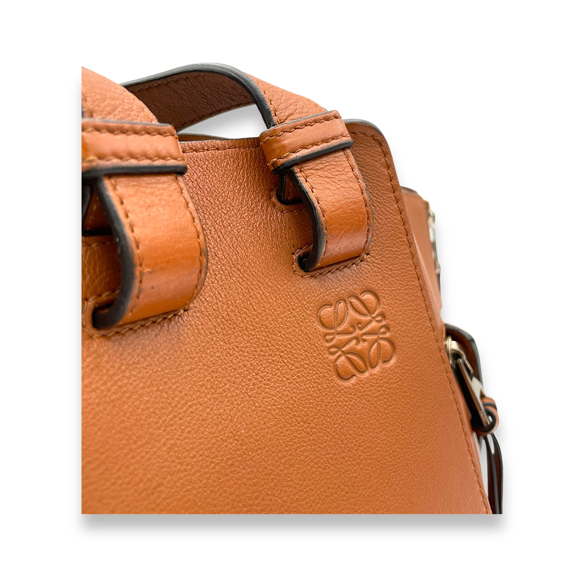 Hammock Small Brown Top Handle Bag in Calfskin, Silver hardware