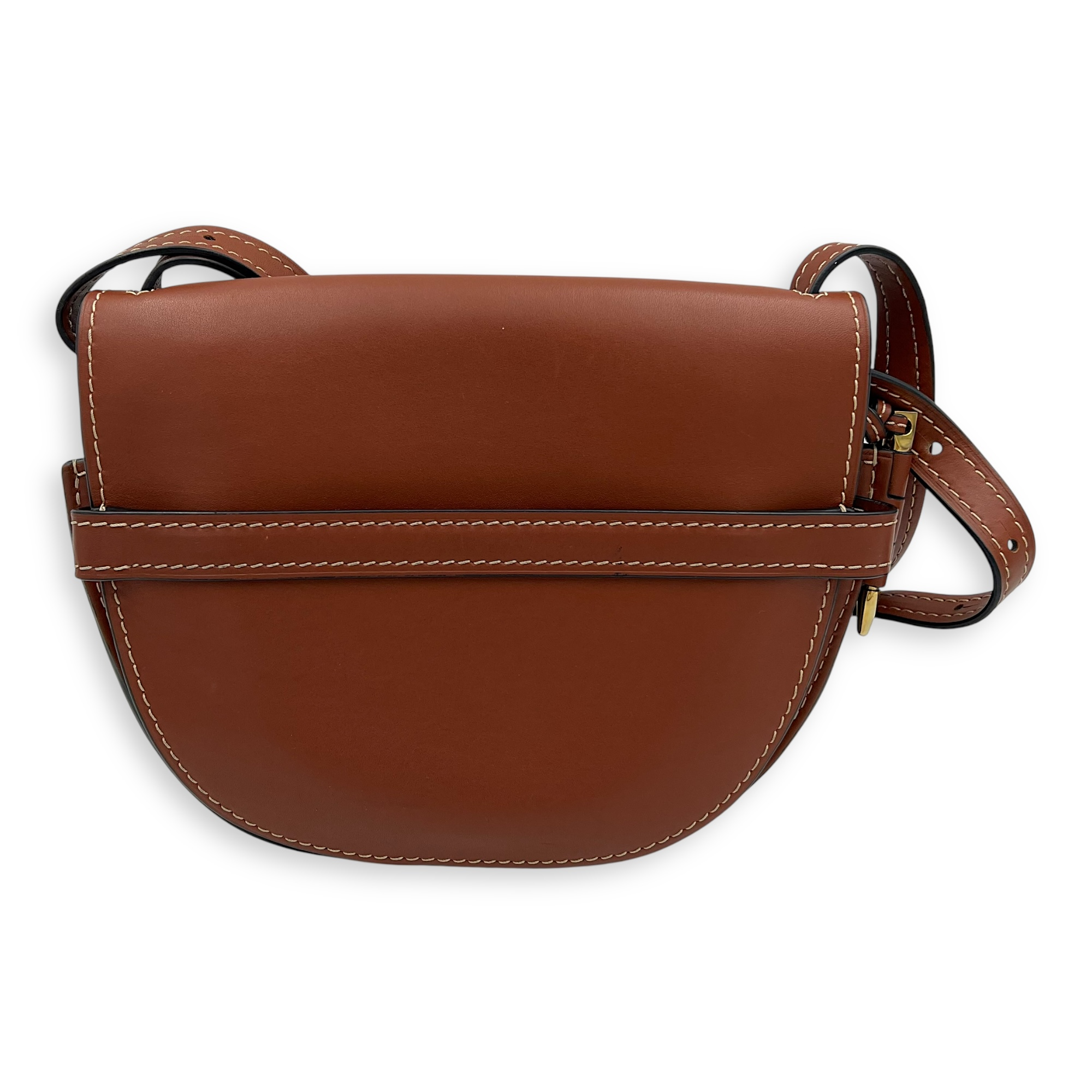 Loewe Gate Small Brown Crossbody Bag in Calfskin, Gold hardware_2