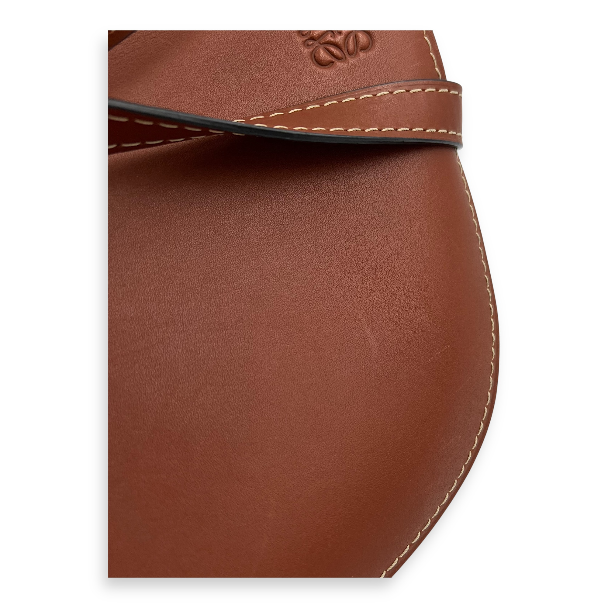Loewe Gate Small Brown Crossbody Bag in Calfskin, Gold hardware_9