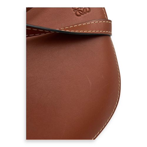 Loewe Gate Small Brown Crossbody Bag in Calfskin, Gold hardware_9