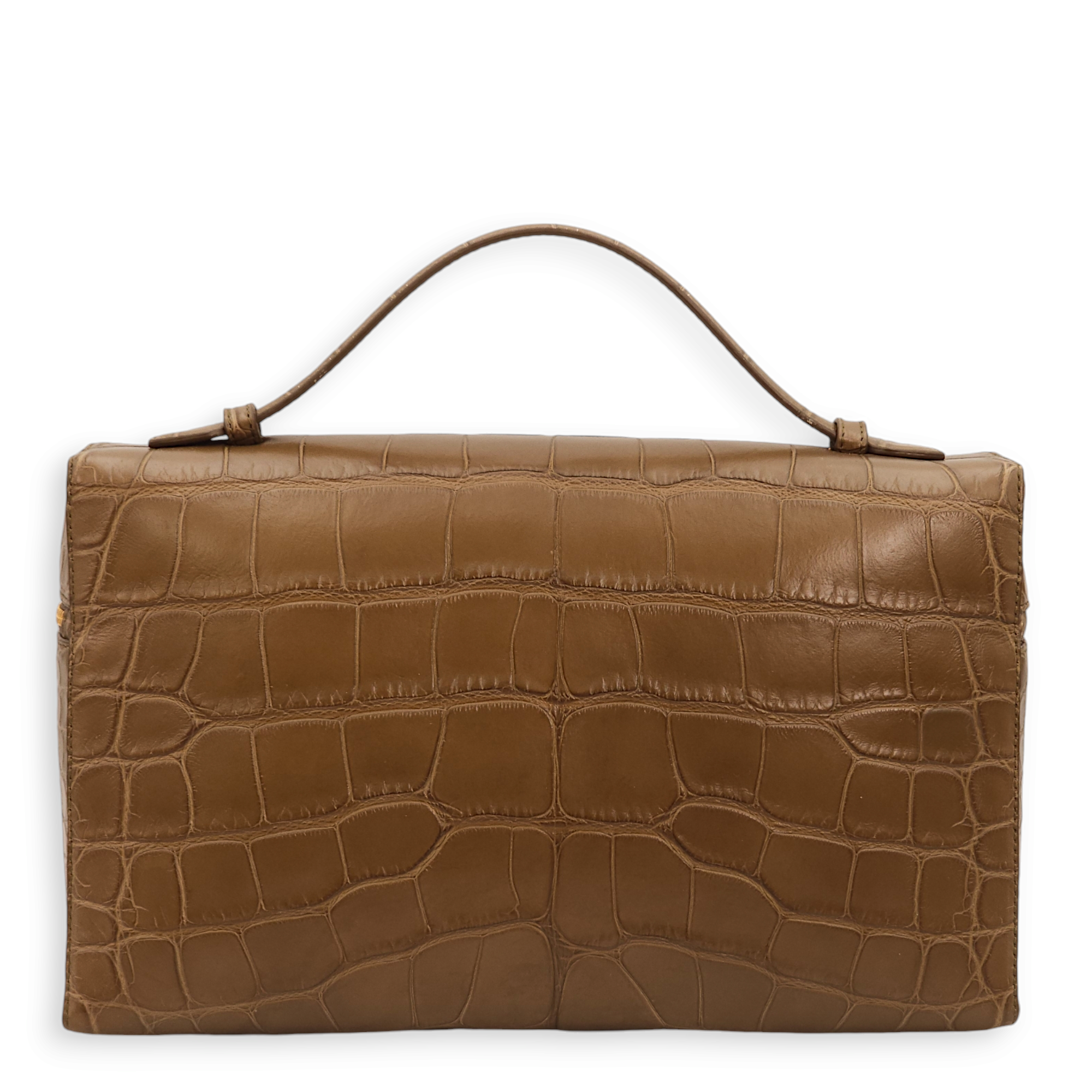 Extra  L27 Brown Crossbody Bag in Matte Alligator Gold hardware CL2409-5433 2