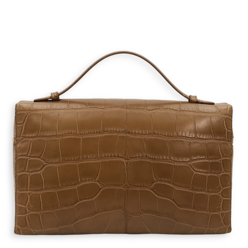 Extra  L27 Brown Crossbody Bag in Matte Alligator Gold hardware CL2409-5433 2