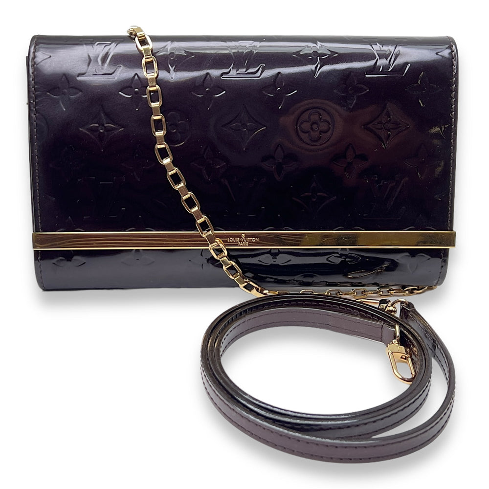 Ana Purple Clutch in Monogram Vernis Leather Gold hardware