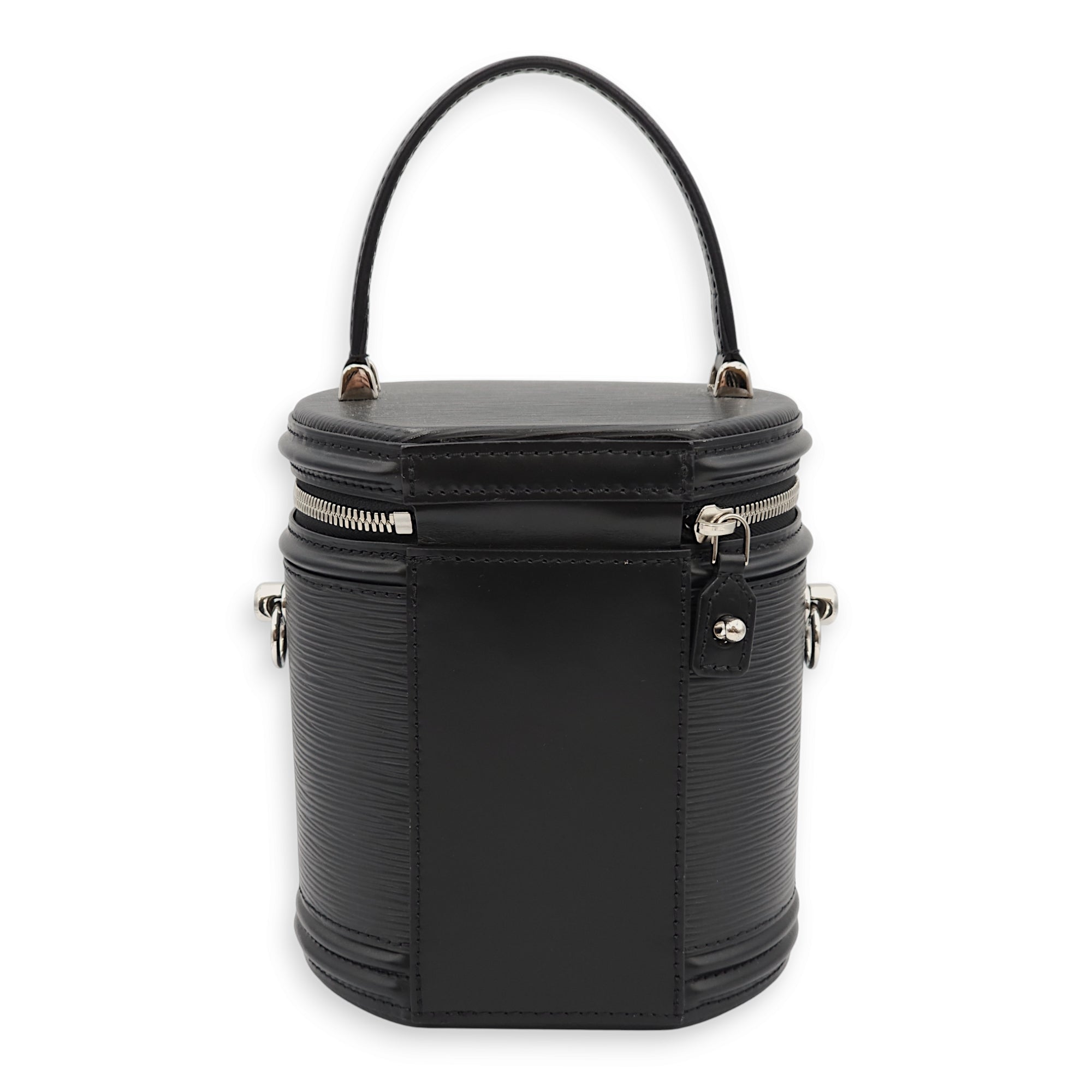 Cannes Black Top Handle Bag in Epi Leather, Palladium hardware