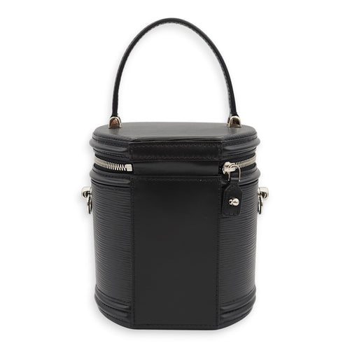 Cannes Black Top Handle Bag in Epi Leather, Palladium hardware