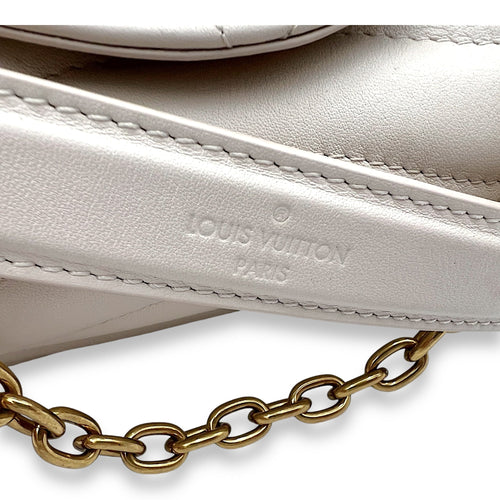 New Wave Beige Crossbody Bag in Calfskin, Gold hardware