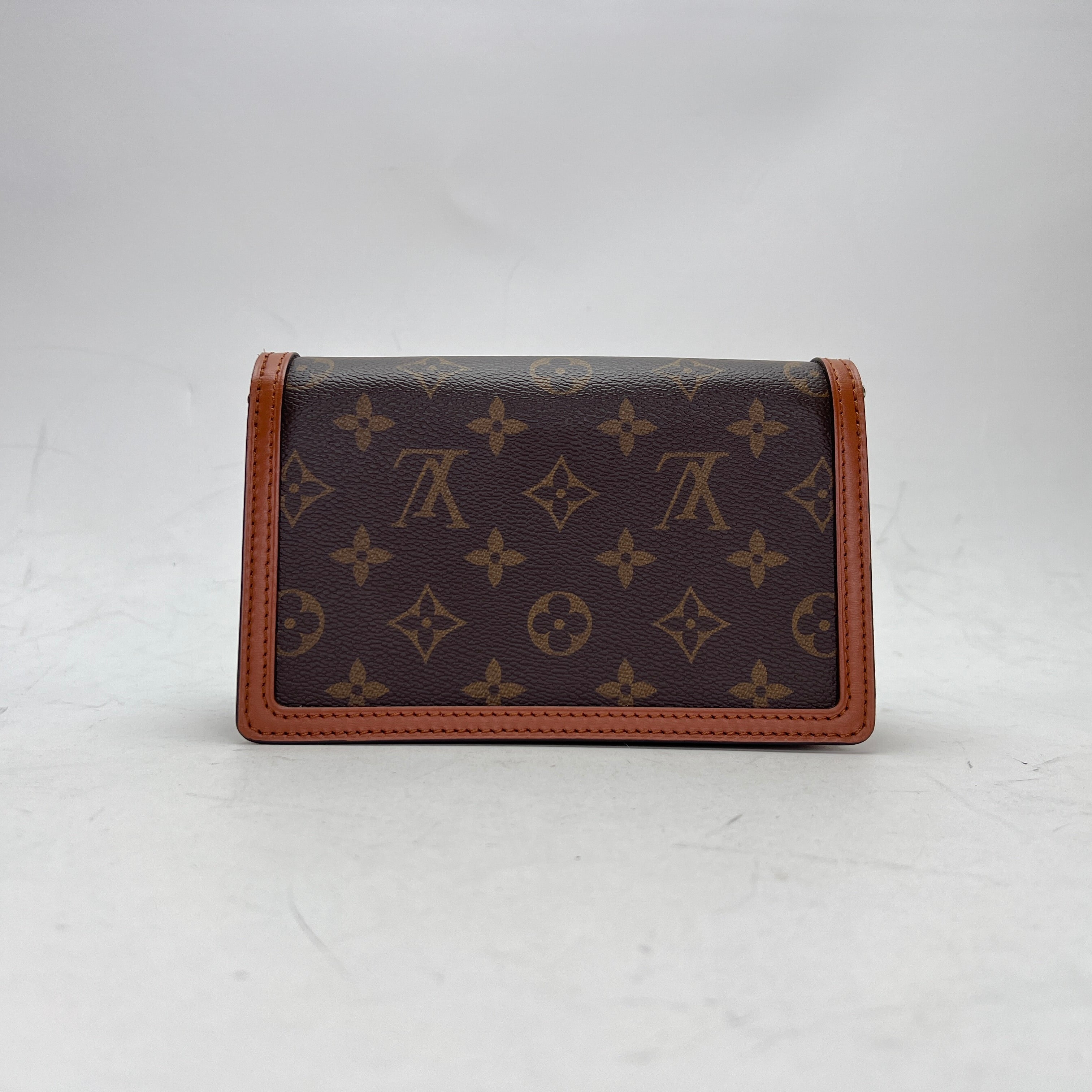 Dauphine Brown Wallet on Chain in Monogram Coated Canvas Gold hardwar