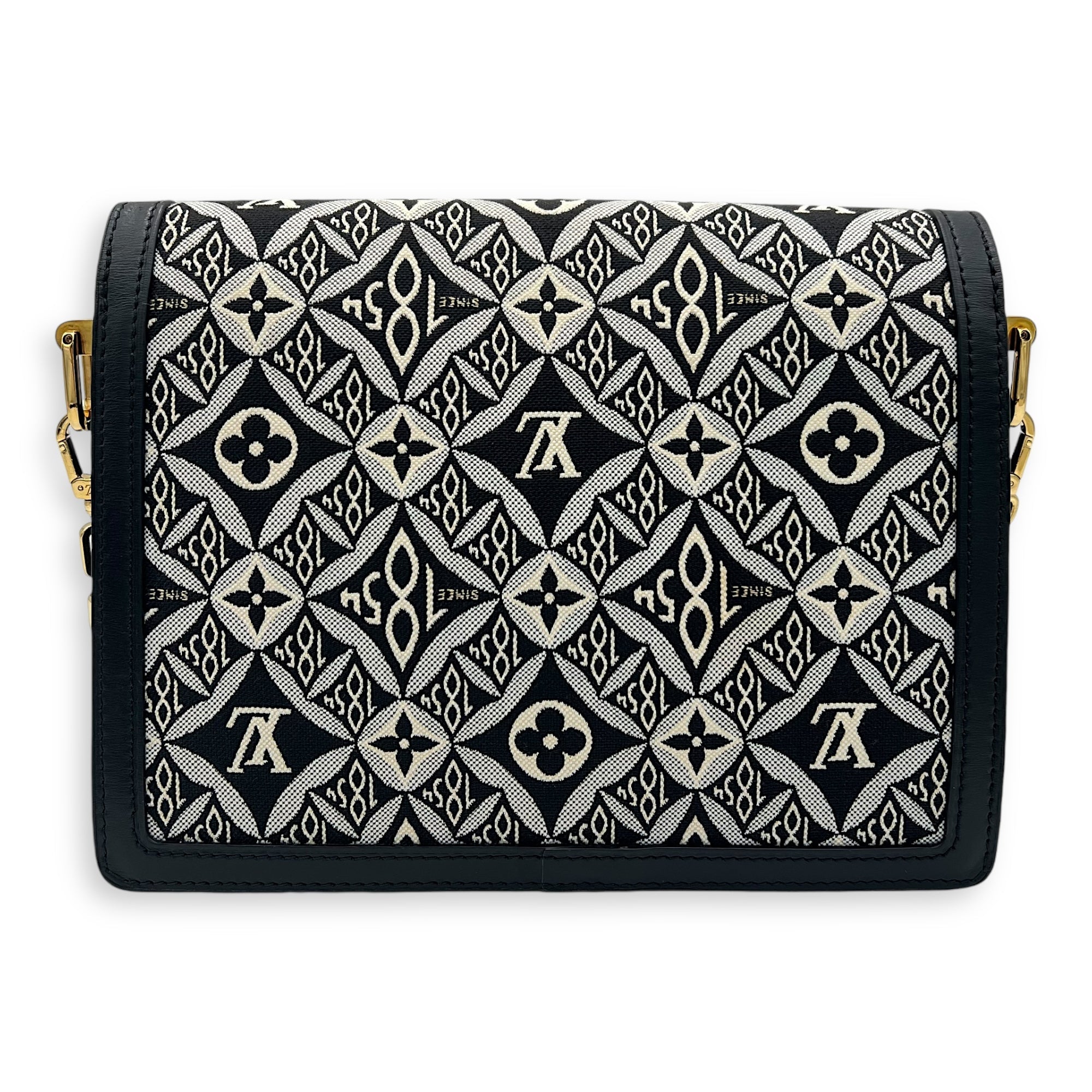 Dauphine Crossbody Bag MM Blue in Jacquard, Gold hardware