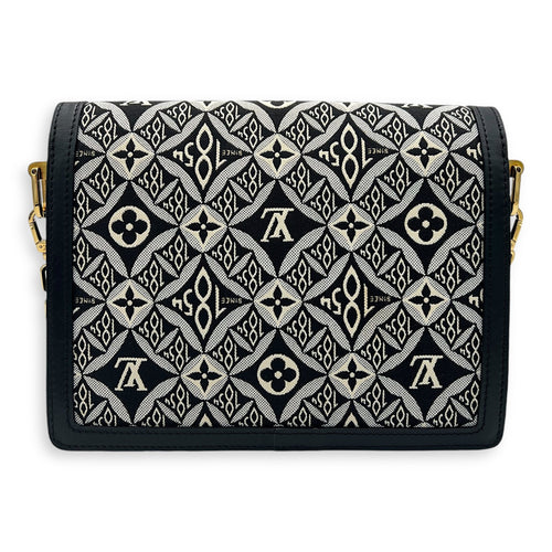 Dauphine Crossbody Bag MM Blue in Jacquard, Gold hardware