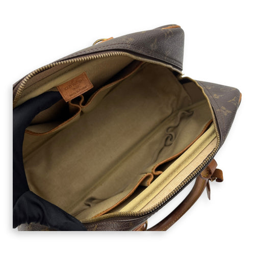 Deauville Top Handle Bag Brown in Monogram Coated Canvas, Gold hardware