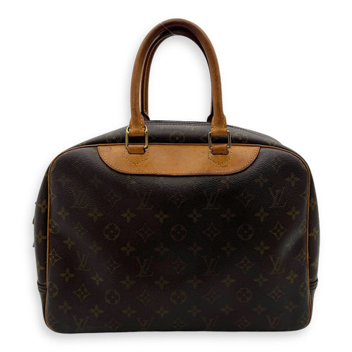 Deauville Top Handle Bag Brown in Monogram Coated Canvas, Gold hardware