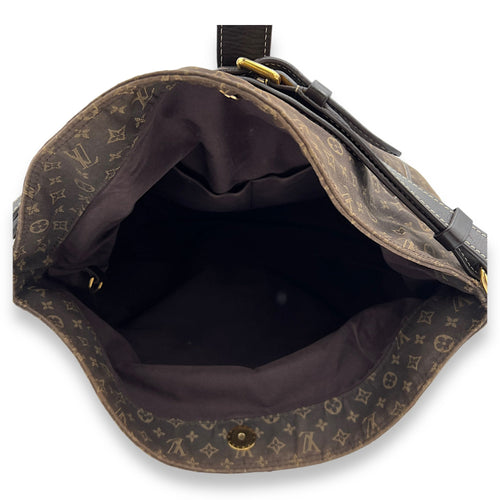 Fusain Idylle Romance Brown Shoulder Bag in Canvas, Gold hardware