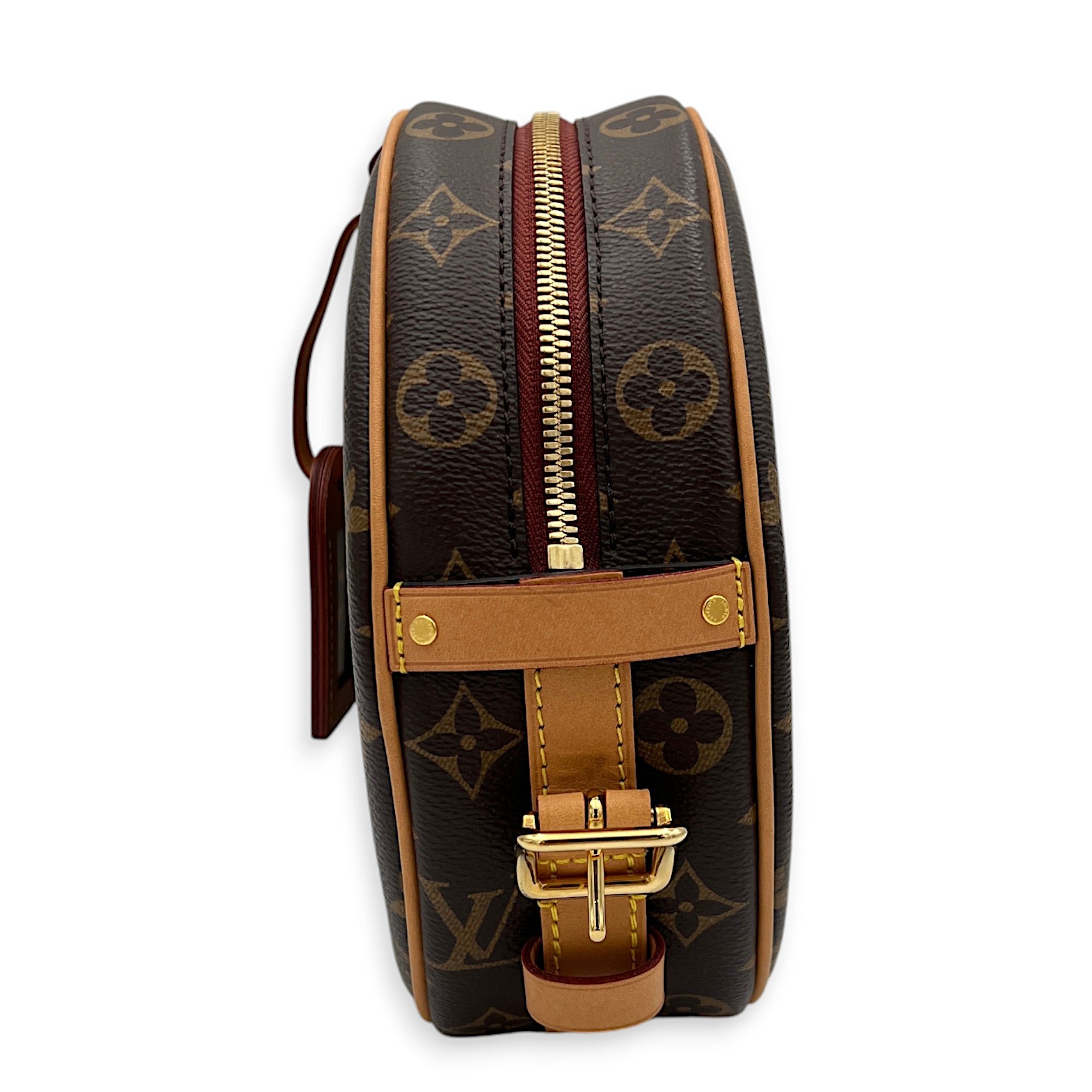 Louis Vuitton Boite a Chapeau Crossbody Bag MM Brown in Monogram Coated Canvas , Gold Hardware_3