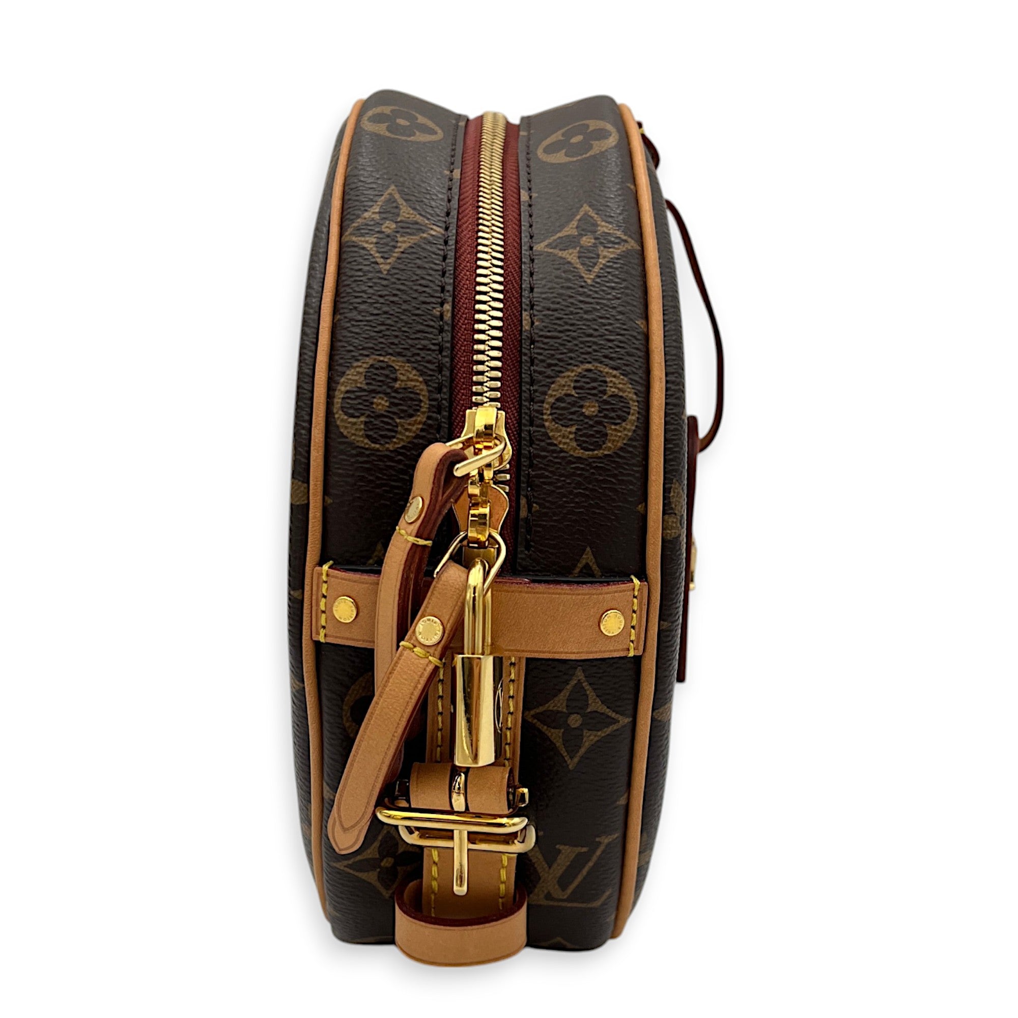 Louis Vuitton Boite a Chapeau Crossbody Bag MM Brown in Monogram Coated Canvas , Gold Hardware_4