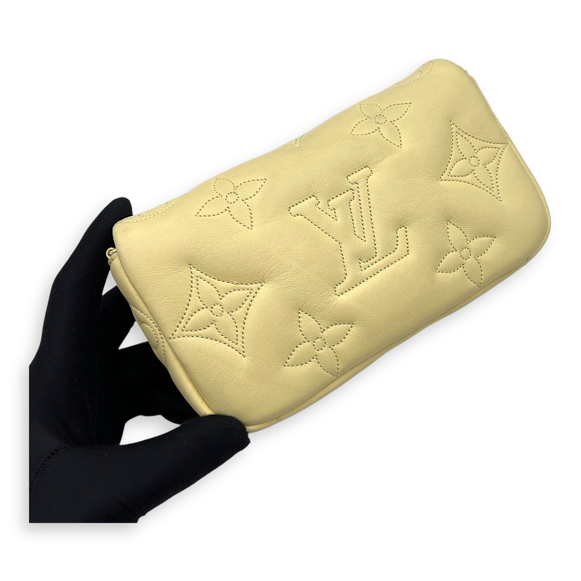 Louis Vuitton Bubblegram Wallet on Strap Yellow Crossbody Bag in Lambskin, Gold hardware_12
