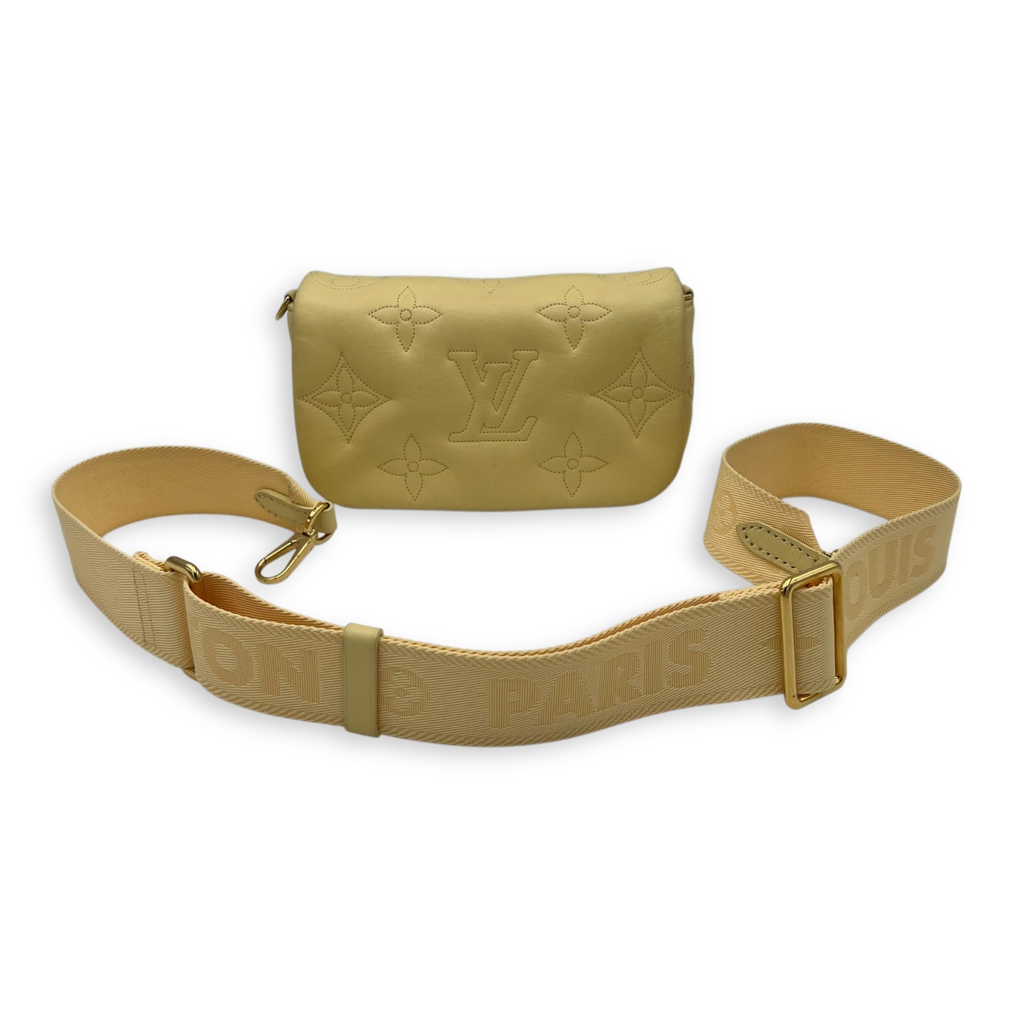 Louis Vuitton Bubblegram Wallet on Strap Yellow Crossbody Bag in Lambskin, Gold hardware_22