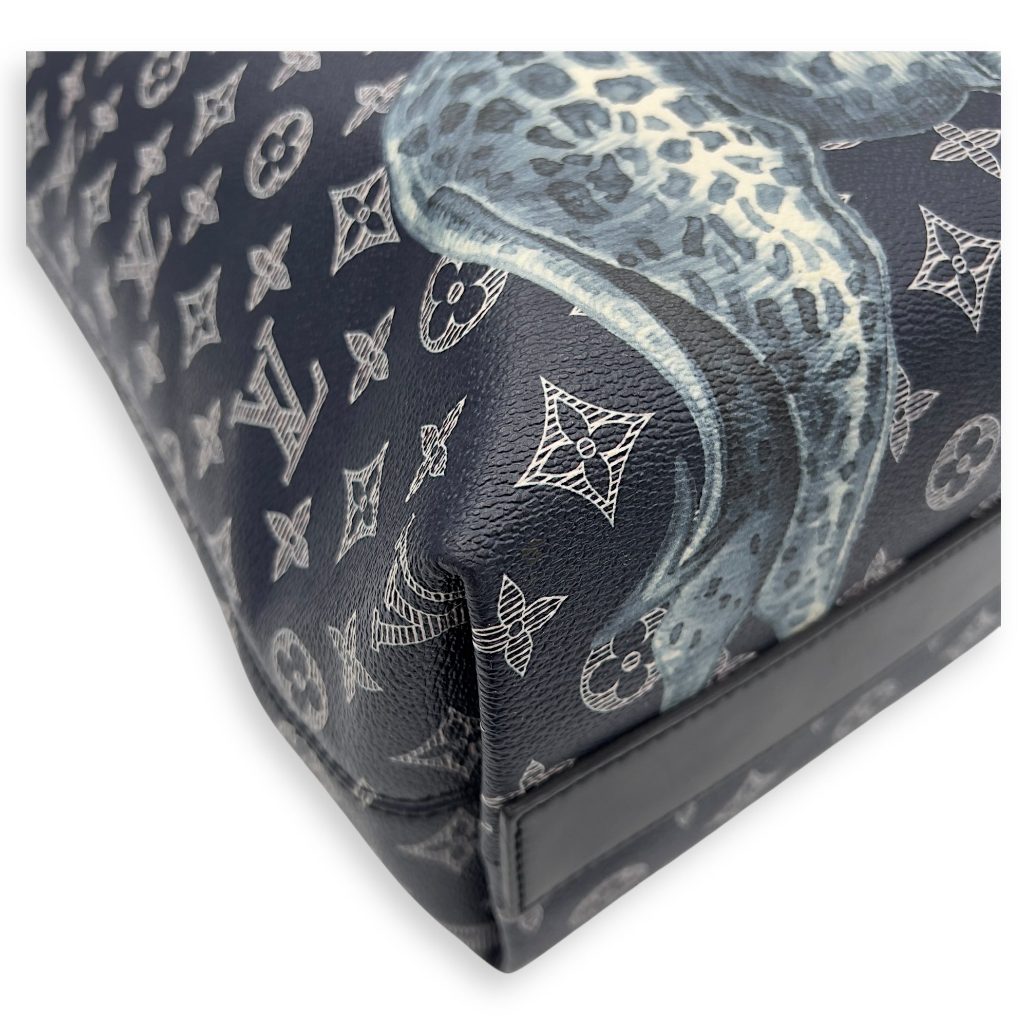 Louis Vuitton Chapman Brothers Tote Bag Blue in Coated Canvas, Silver hardware_10