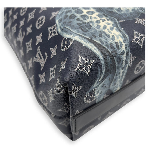 Louis Vuitton Chapman Brothers Tote Bag Blue in Coated Canvas, Silver hardware_10