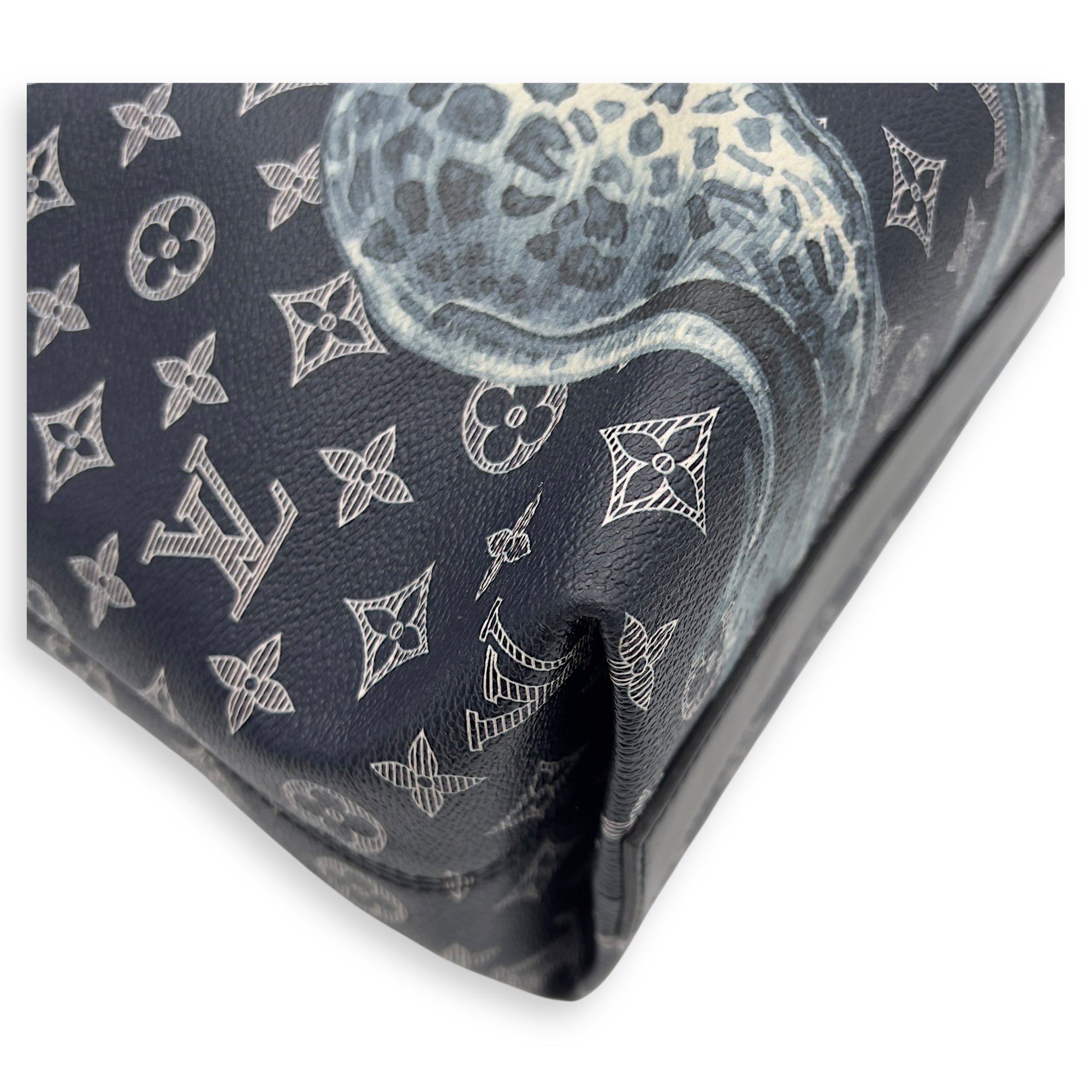 Louis Vuitton Chapman Brothers Tote Bag Blue in Coated Canvas, Silver hardware_12