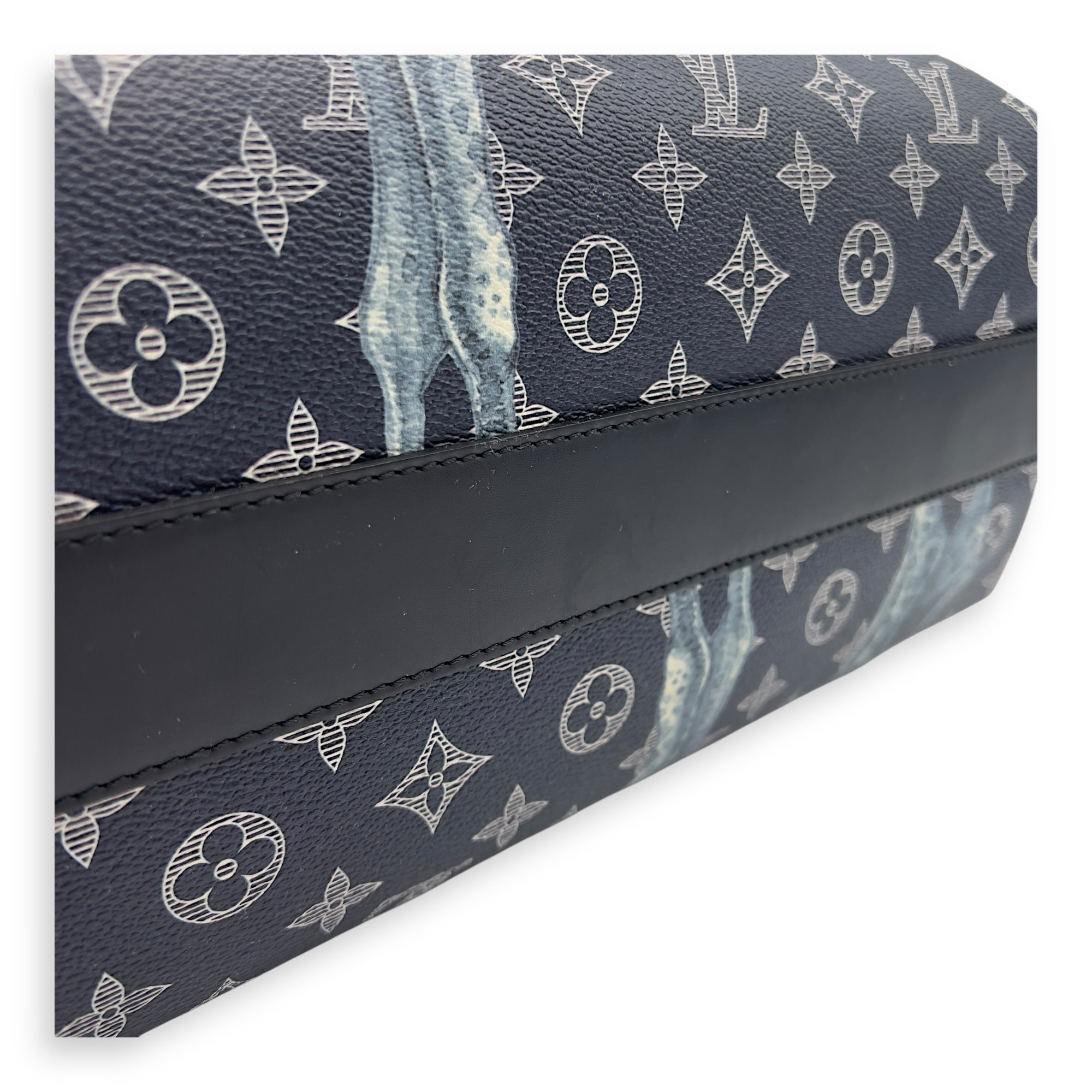 Louis Vuitton Chapman Brothers Tote Bag Blue in Coated Canvas, Silver hardware_14