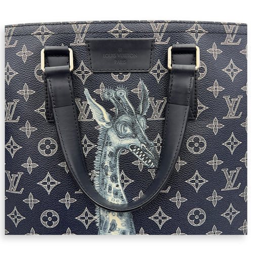 Louis Vuitton Chapman Brothers Tote Bag Blue in Coated Canvas, Silver hardware_15