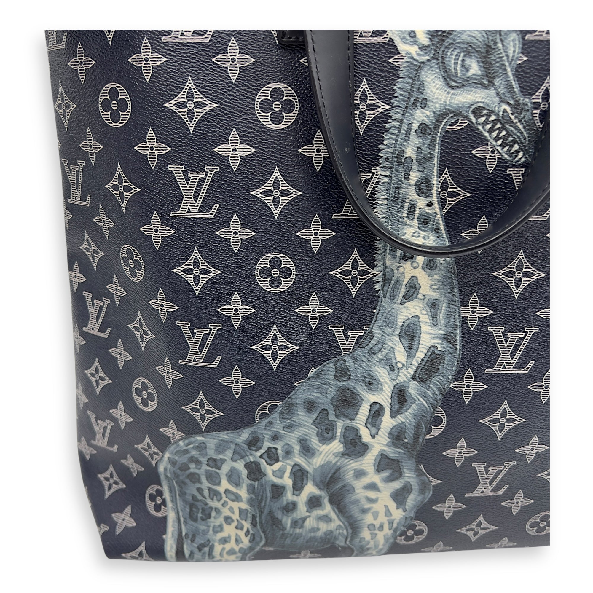 Louis Vuitton Chapman Brothers Tote Bag Blue in Coated Canvas, Silver hardware_22