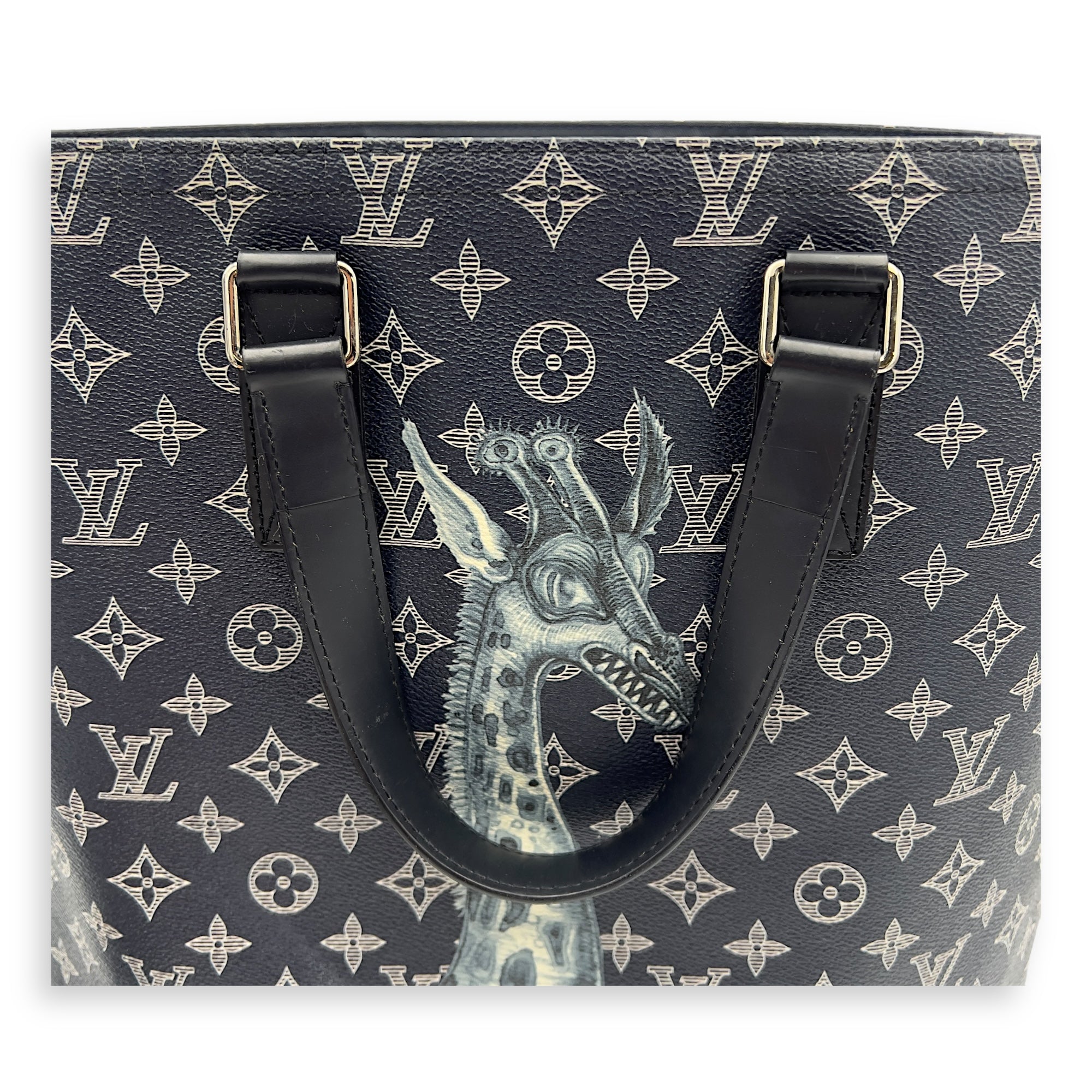 Louis Vuitton Chapman Brothers Tote Bag Blue in Coated Canvas, Silver hardware_23