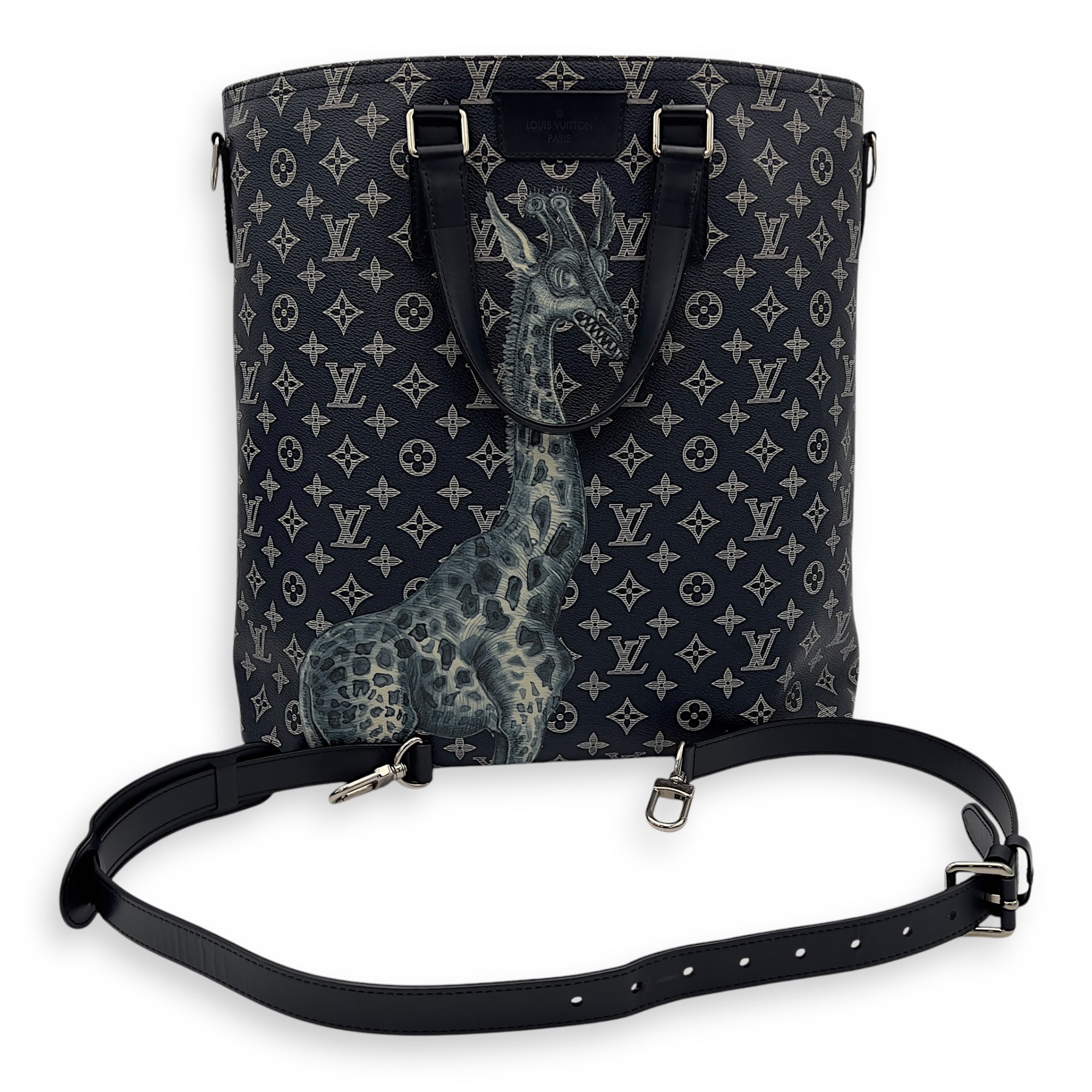 Louis Vuitton Chapman Brothers Tote Bag Blue in Coated Canvas, Silver hardware_27