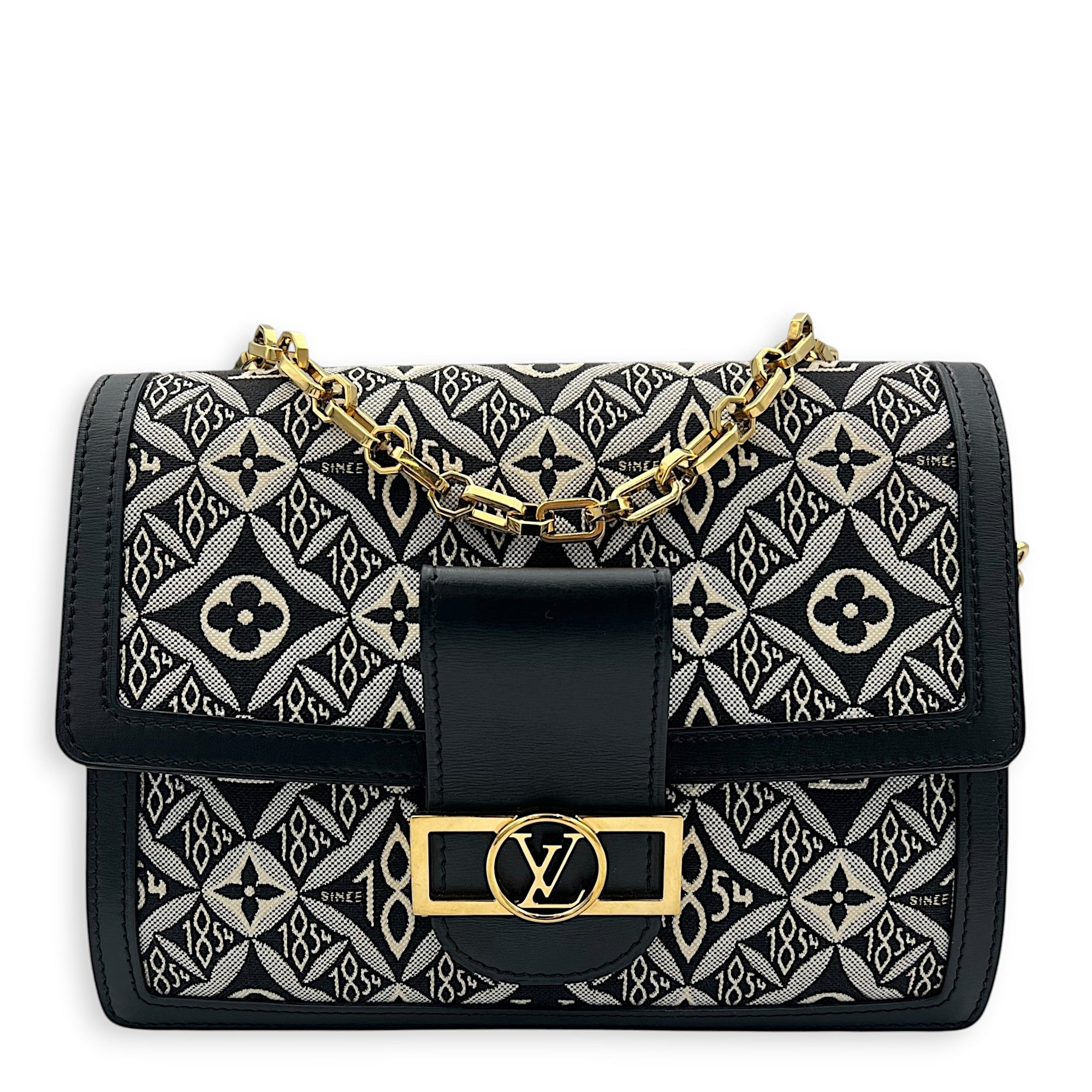 Louis Vuitton Dauphine Crossbody Bag MM Blue in Jacquard, Gold hardware_1