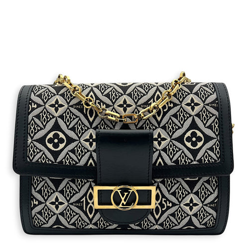 Louis Vuitton Dauphine Crossbody Bag MM Blue in Jacquard, Gold hardware_1